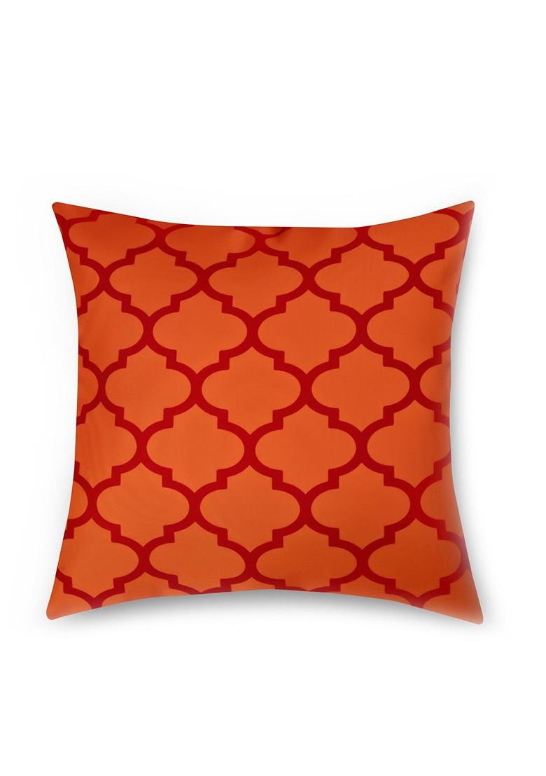 Orange And White 16 X 16 Set Of 3 Square Printed Cushion Covers