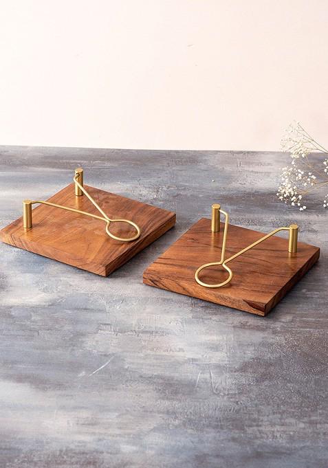 Brown 2 Pieces Tissue Holder Set