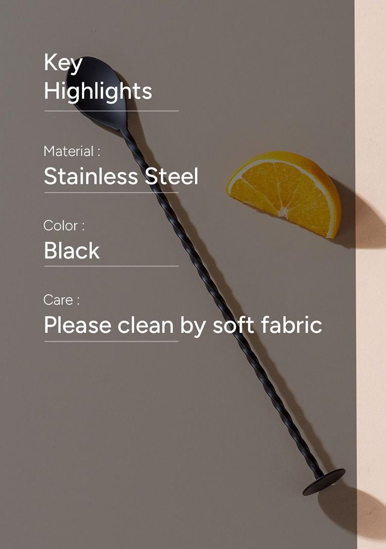 Black Stainless Steel Twisted Bar Spoon