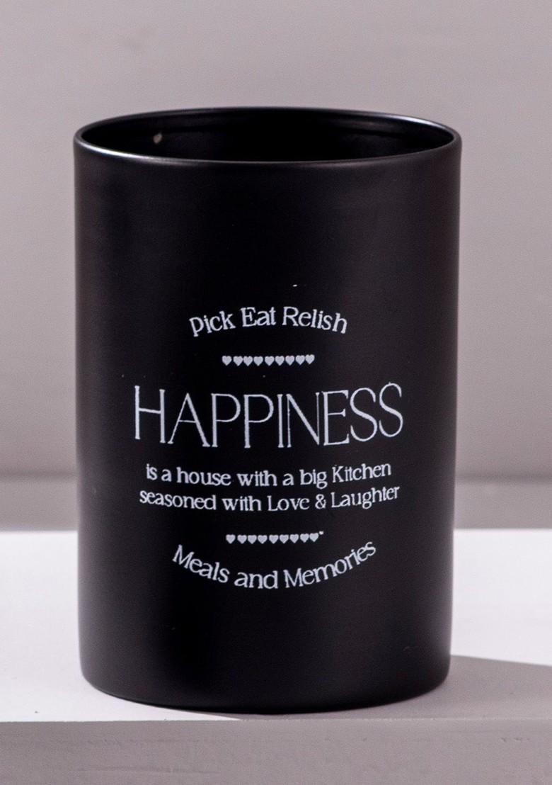 Nestroots Black And White 2 Pieces Printed Metal Cutlery Holder