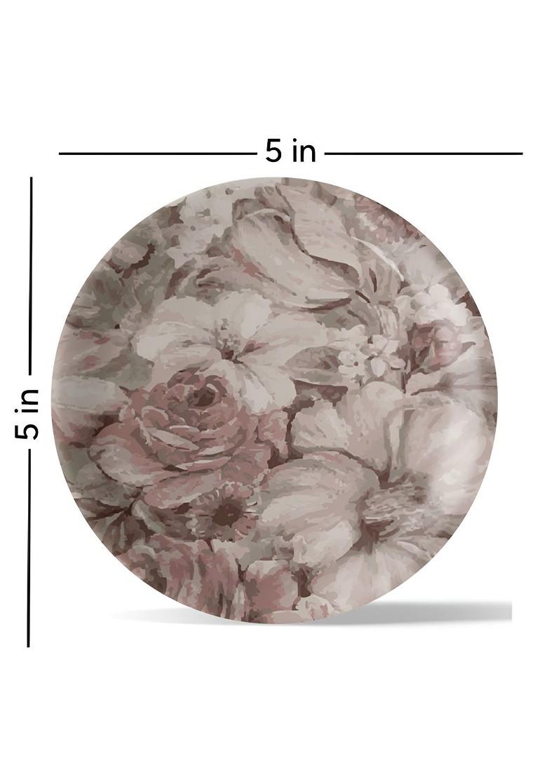 Grey And White Floral Printed Ceramic Wall Plate