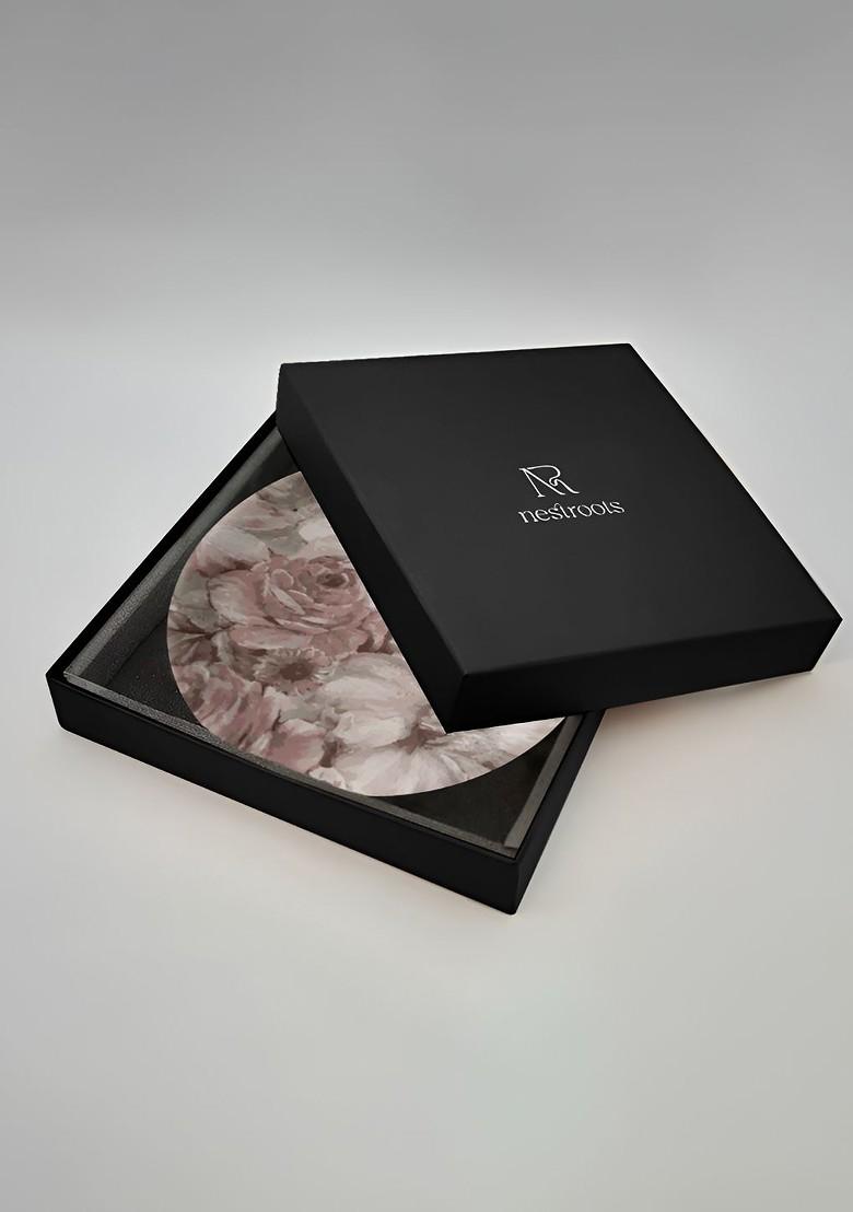 Grey And White Floral Printed Ceramic Wall Plate