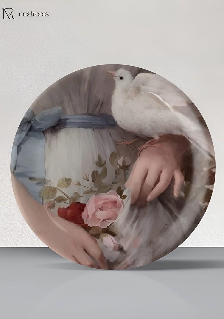 White And Grey Printed Ceramic Mandala Wall Decor