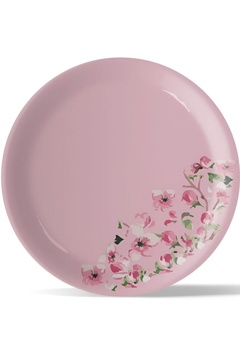 Pink And White Floral Print Ceramic Wall Decor Plate