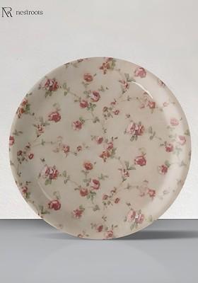 White And Pink Dainty Floral Printed Ceramic Wall Plate