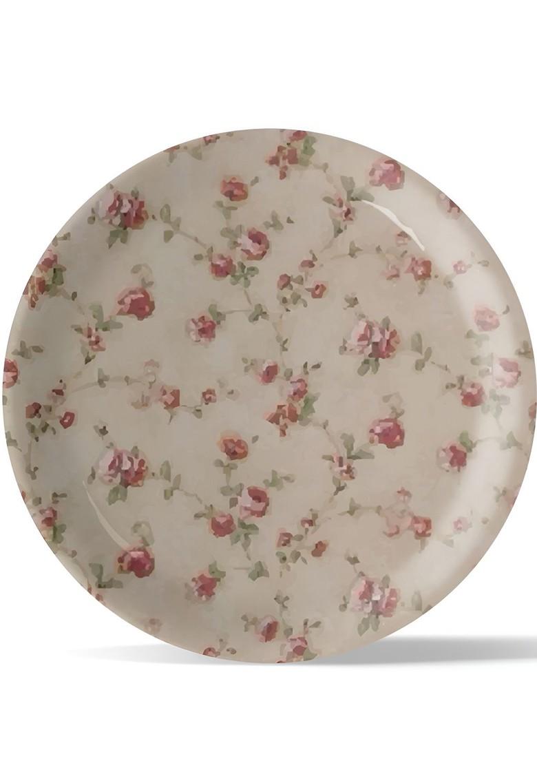 White And Pink Dainty Floral Printed Ceramic Wall Plate