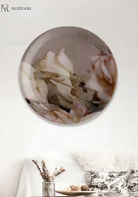 Off White And Black Floral Printed Wooden Wall Plate