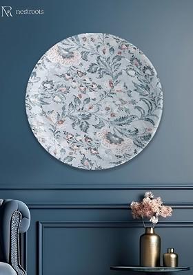 White And Grey Floral Printed Ceramic Wall Plate