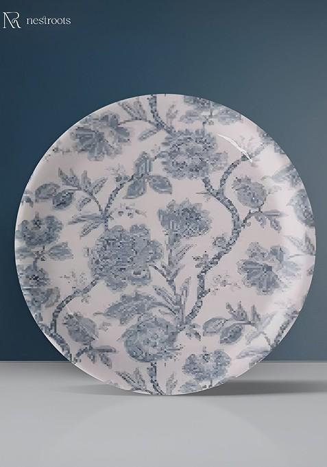 White And Blue Floral Printed Wall Decor