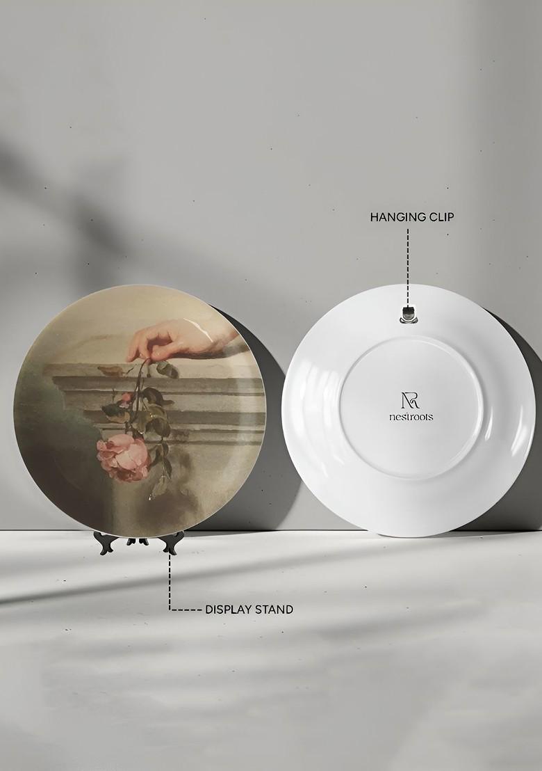 Pink And Green Printed Ceramic Mandala Wall Plate Printed Mandala Wall Decor