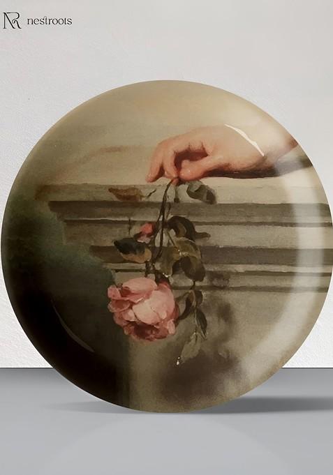 Pink And Green Printed Ceramic Mandala Wall Plate Printed Mandala Wall Decor