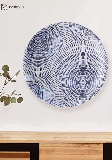 Blue And White Abstract Printed Ceramic Wall Plate