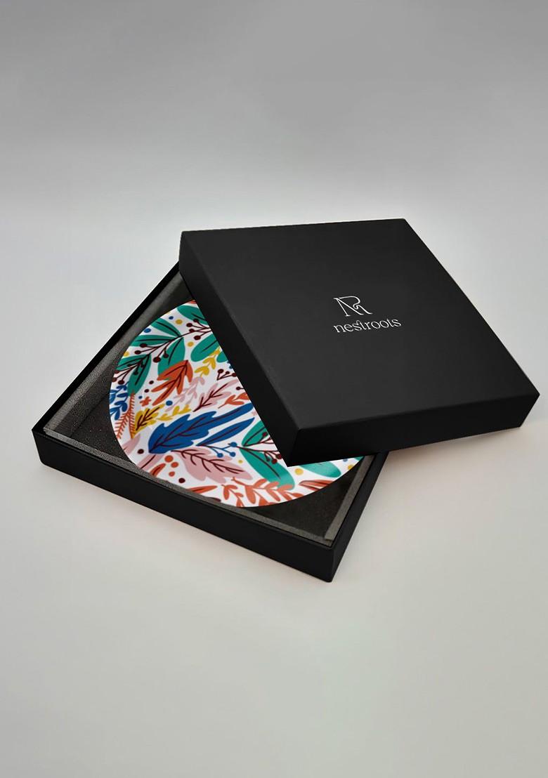 Green And Pink Floral Printed Ceramic Wall Plate