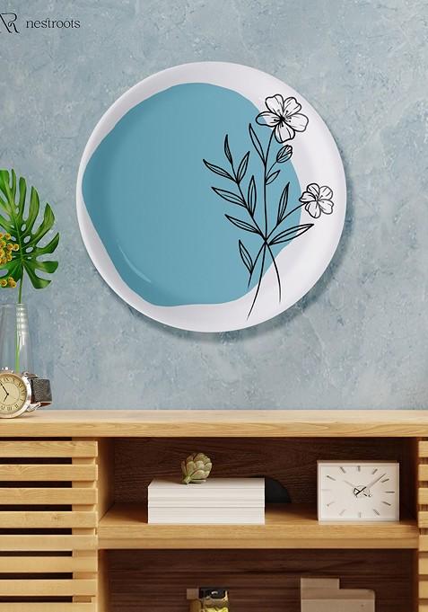 Blue And White Floral Printed Ceramic Wall Plate