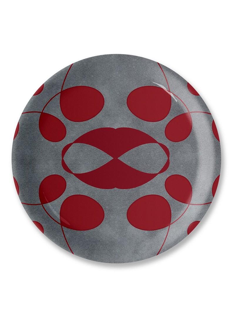 Balanced Fury Maroon And Grey Printed Ceramic Wall Plate