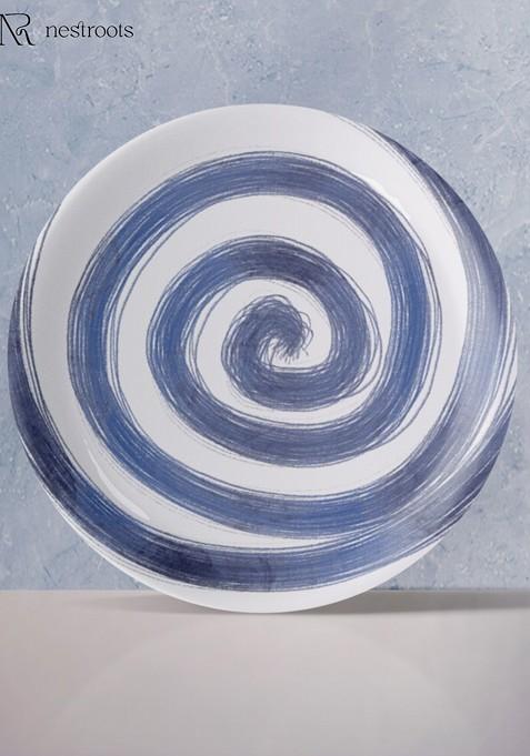 Blue And White Abstract Printed Indigo Intrigue Wall Plate