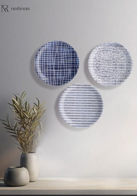 Nautical Nightfall Blue And White 3 Pieces Printed Wall Plates