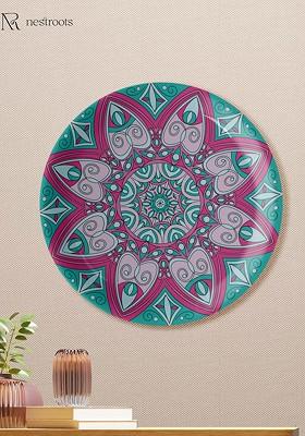 Mandala Green And Pink Printed Ceramic Mandala Wall Plate