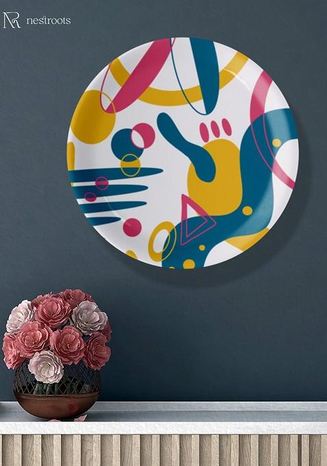 Blue And White Abstract Printed Wall Plate