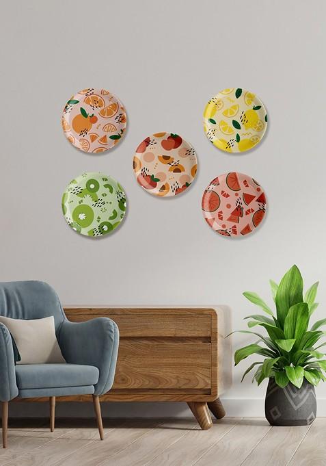 Tropical Treats Green And Yellow 5 Pieces Printed Wall Plates