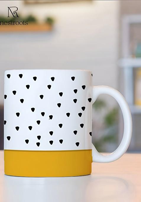 Black And Black Printed Dishwasher Safe Stoneware Glossy Mug 350 Ml