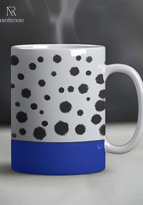 White And Black Printed Stoneware Glossy Mug 350 Ml