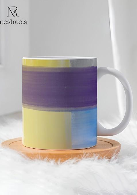 White Printed Stoneware Glossy Mug 350 Ml