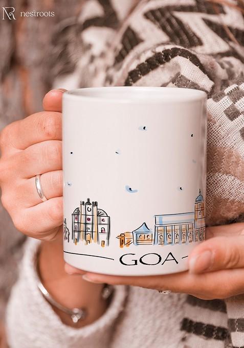 White And Pink Printed Stoneware Glossy Mugs 350 Ml