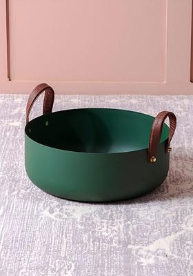 Green And Brown Metal Microwave Safe Fruit And Vegetable Basket