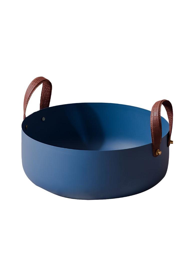 Blue And Brown Metal Microwave Safe Fruit And Vegetable Basket