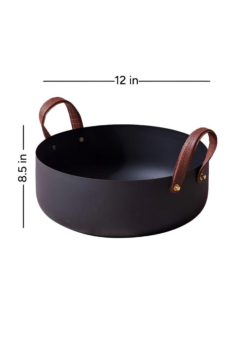 Black And Brown Metal Microwave Safe Fruit And Vegetable Basket