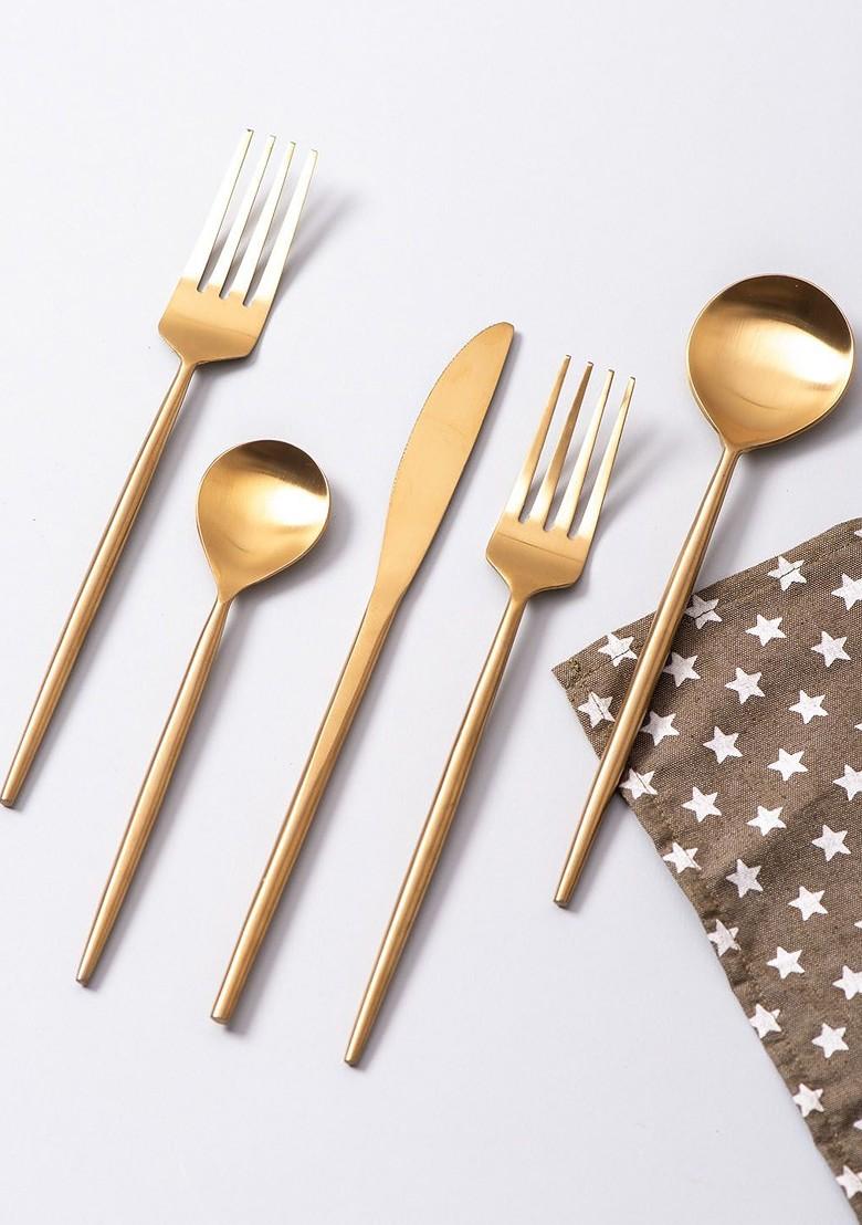GoldToned 5 Pieces Stainless Steel Cutlery