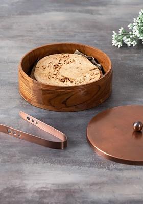 Brown Round Chapati Box With Tong
