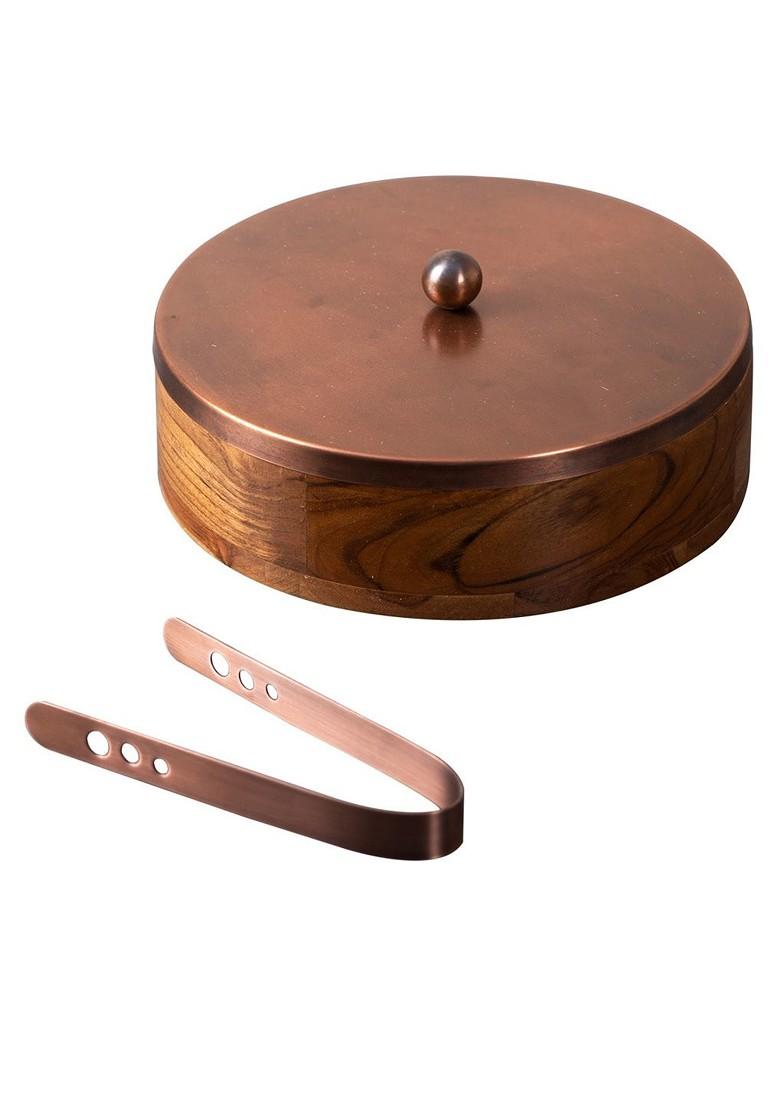 Brown Round Chapati Box With Tong