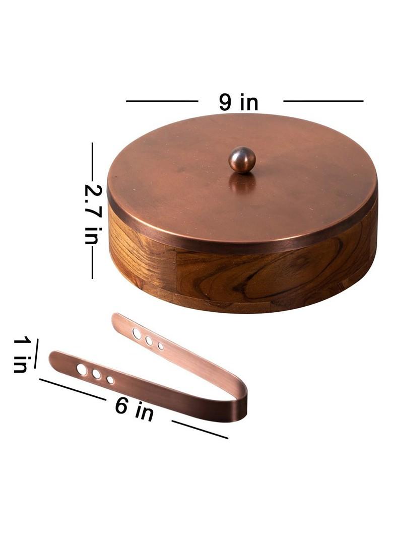 Brown Round Chapati Box With Tong