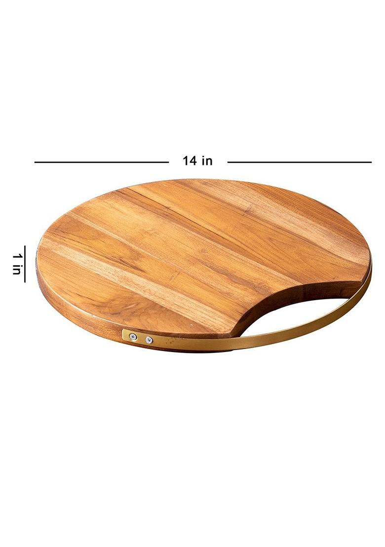 Brown 2 Pieces Wooden Serving Platters