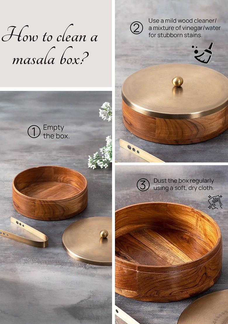 Brown Wood Chapati Box With Tong