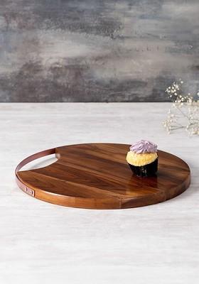 Brown Textured Wooden Serving Platter