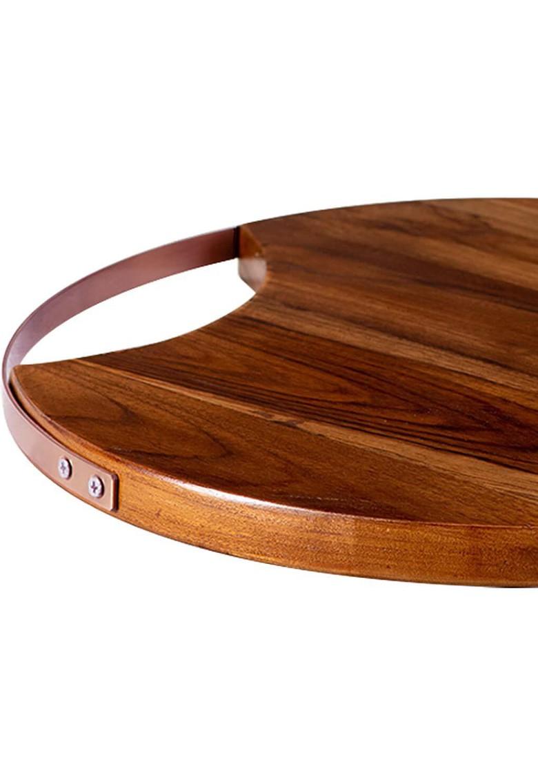 Brown Textured Wooden Serving Platter