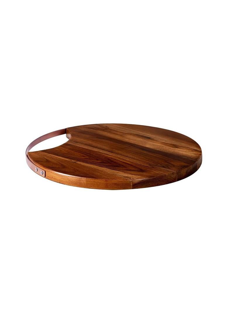 Brown Textured Wooden Serving Platter