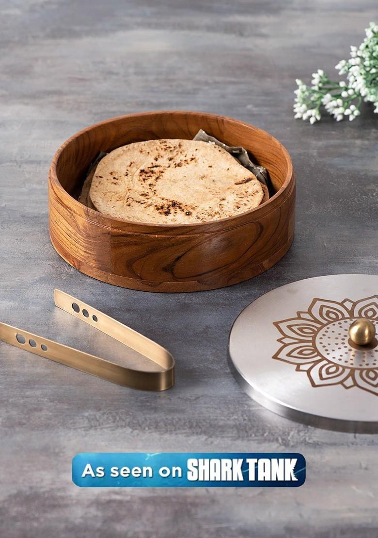 Brown Chapatti Box With Tong