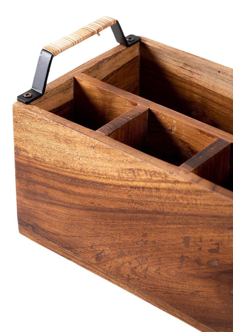 Brown Wooden Cutlery Holder