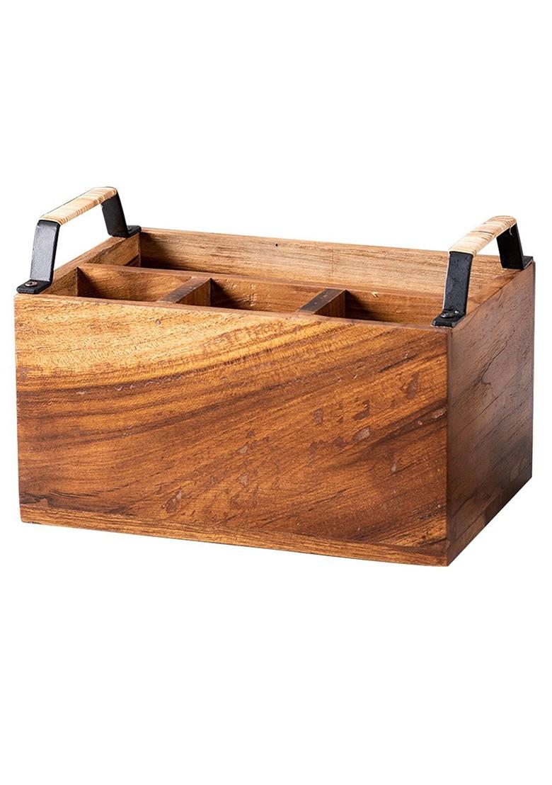 Brown Wooden Cutlery Holder