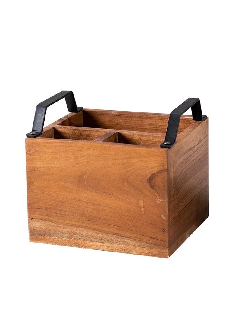 Brown Wooden Cutlery Holder