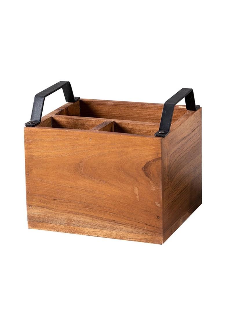 Brown 2 Pieces Wooden Cutlery Holders