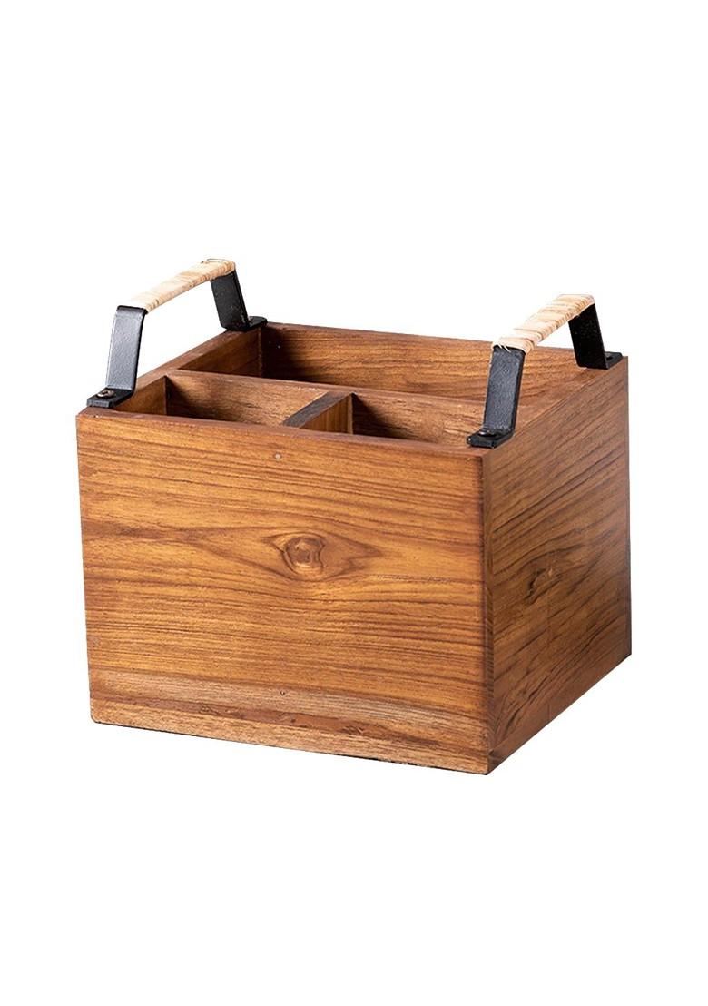 Brown Wooden Cutlery Holder