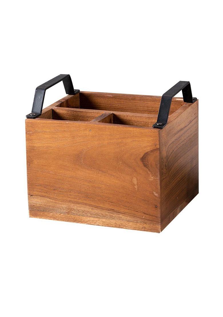 Brown Wooden Cutlery Holder