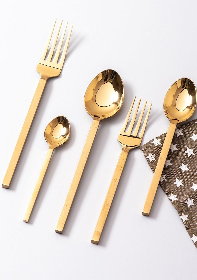 5 Pcs GoldToned Cutlery Set