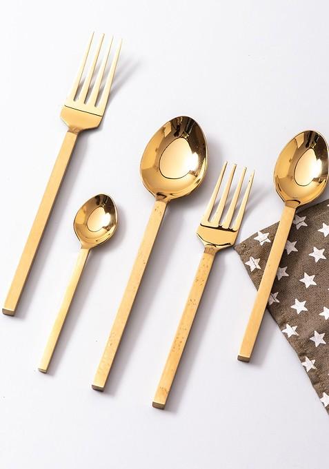 5 Pcs GoldToned Cutlery Set