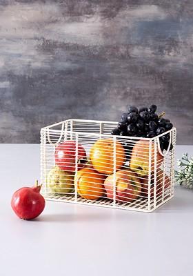 White Metal Textured Fruit Basket